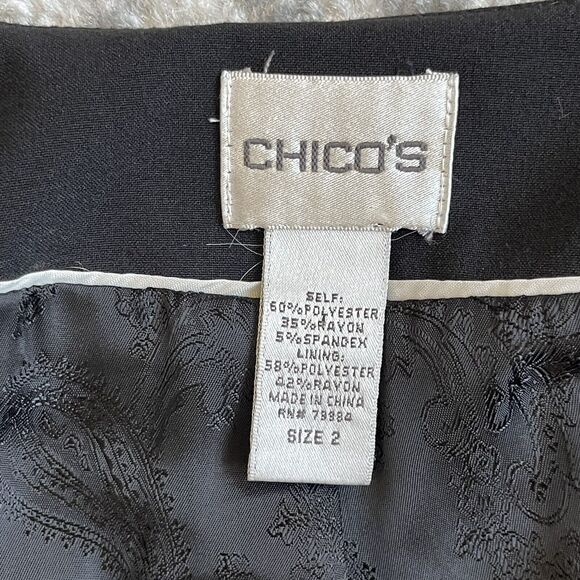 Chico's Women Size 2 (US L/12) Black Blazer Fully‎ Lined Career Office Buttons - Picture 5 of 12